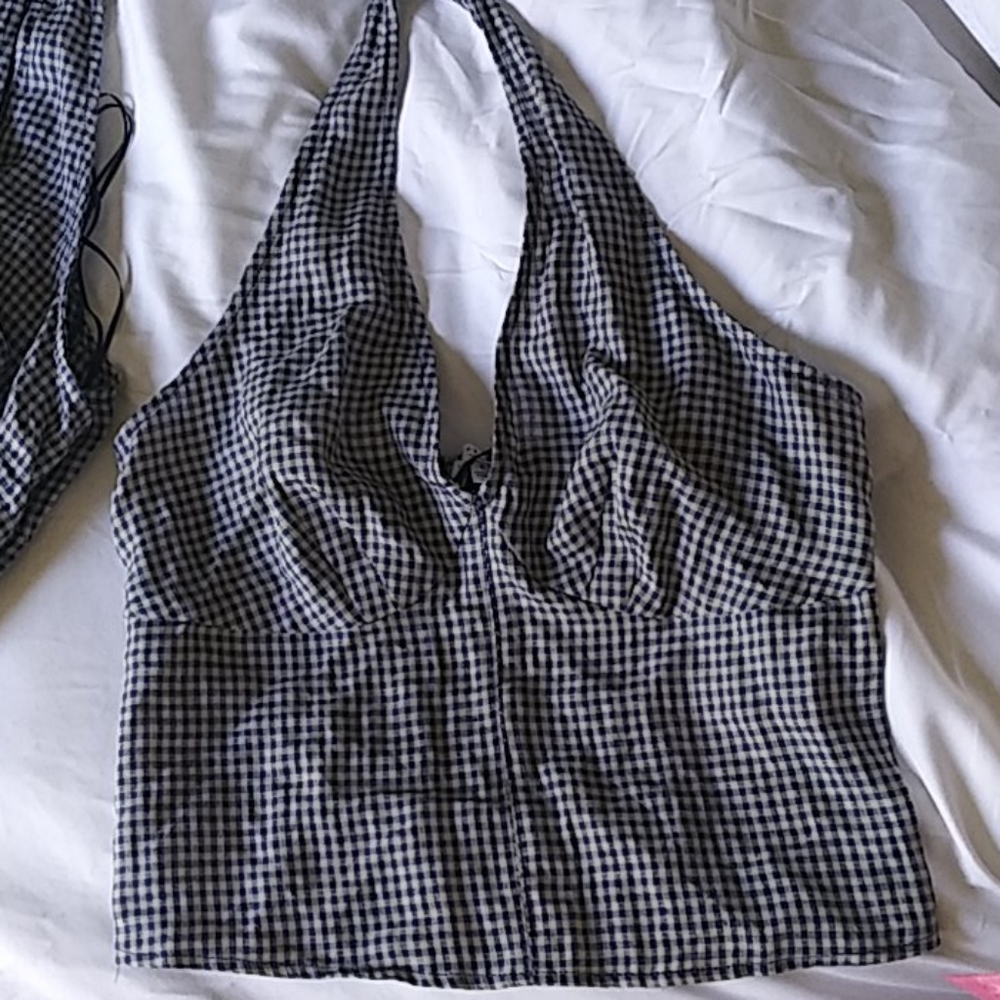 Current Air Plaid Halter Top